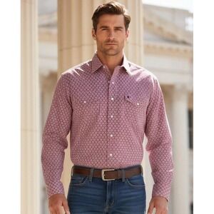 Stetson Mens Geometric Print Pearl Snap Button Western Shirt  Size M